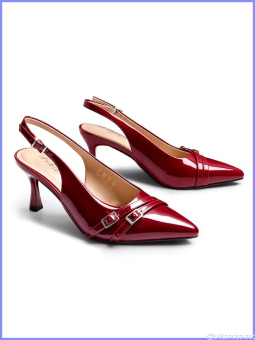 Patent Slingback Kitten Heels 2.75in Pointed Toe Dress Pumps